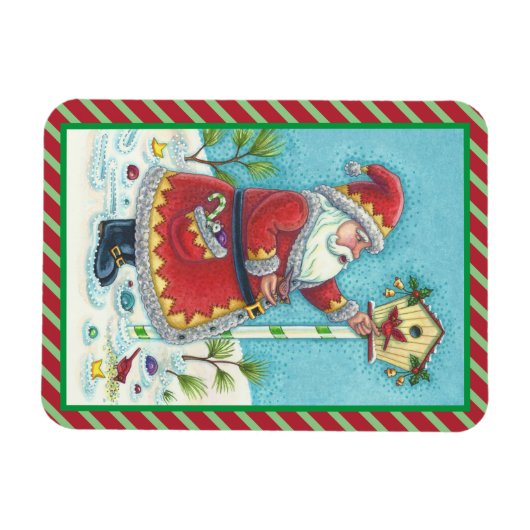 KRIS KRINGLE EN REDBIRDS CHRISTMAS CARDINAL MAGNET MAGNEET (Horizontaal)