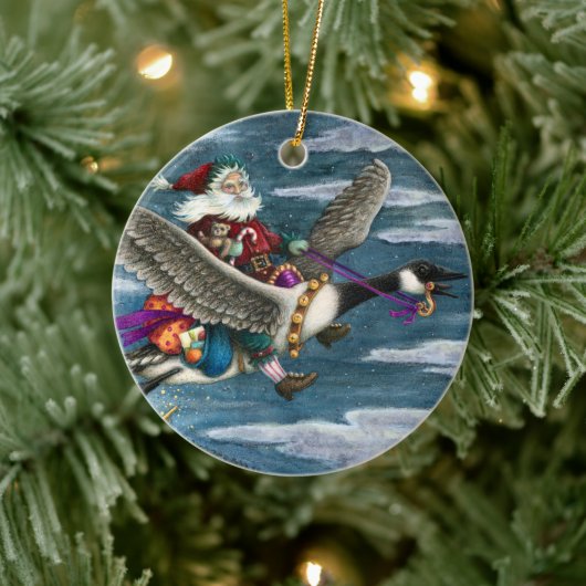 KRIS KRINGLE EN TOYS OP DE CANADIAANSE GOOSE CHRIS KERAMISCH ORNAMENT (Boom)