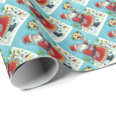 KRIS KRINGLE FEEDING REDBIRDS, CHRISTMAS BIRDHOUSE CADEAUPAPIER (Rol Hoek)