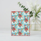 KRIS KRINGLE FEEDING REDBIRDS, CHRISTMAS BIRDHOUSE FEESTDAGENKAART (Staand voorkant)