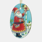 KRIS KRINGLE FEEDING REDBIRDS, CHRISTMAS BIRDHOUSE KERAMISCH ORNAMENT (Links)