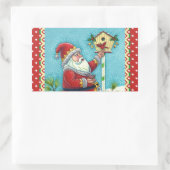 KRIS KRINGLE FEEDING REDBIRDS, CHRISTMAS BIRDHOUSE RECHTHOEKIGE STICKER (Tas)