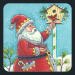 KRIS KRINGLE FEEDING REDBIRDS, CHRISTMAS BIRDHOUSE VIERKANTE STICKER<br><div class="desc">KRIS KRINGLE VOEDT ZIJN TWEETS. CHEERFUL HOLIDAY STICKERS *Customize ... .Zoek overeenkomende items Susan Brack-Design</div>