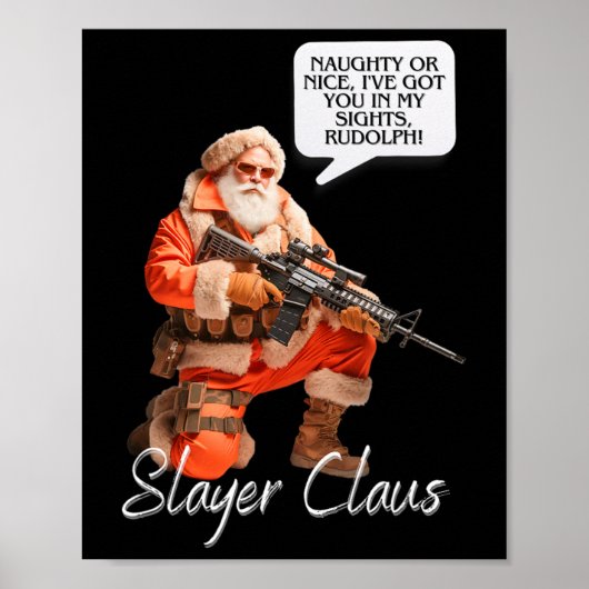 Kris Kringle Feestelijke Jacht Kerstman Camo Poster (Voorkant)