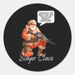 Kris Kringle Feestelijke Jacht Kerstman Camo Ronde Sticker
