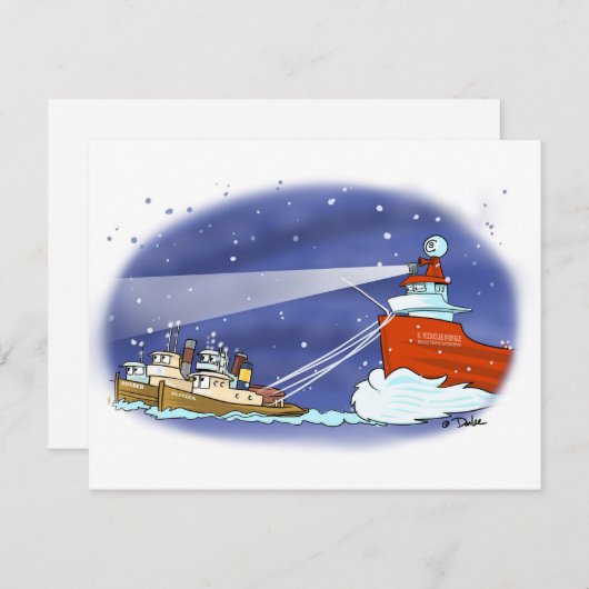Kris Kringle Freighter flat card Feestdagenkaart (Voorkant / Achterkant)