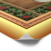 Kris Kringle ~ Kerstboom ~ Gouden achtergrond ~ Poster (Hoek)