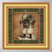 Kris Kringle ~ Kerstboom ~ Gouden achtergrond ~ Poster (Voorkant)