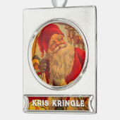 Kris Kringle-Ornament Verzilverd Banner Ornament (Links)