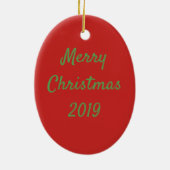 KRIS KRINGLE RED BIRDS, CHRISTMAS SANTA Date 2019 Keramisch Ornament (Achterkant)