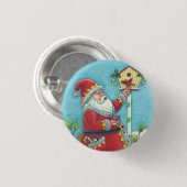 KRIS KRINGLE REDBIRDS, CHRISTMAS BIRDHOUSE BUTTON (Voorkant /achterkant)