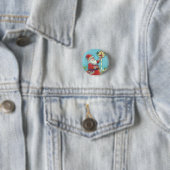 KRIS KRINGLE REDBIRDS, CHRISTMAS BIRDHOUSE BUTTON (In situ)