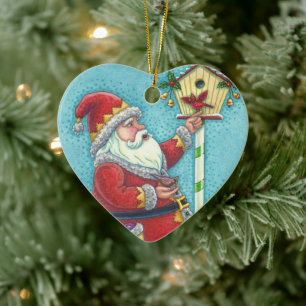 KRIS KRINGLE REDBIRDS, CHRISTMAS SANTA van 2019 Keramisch Ornament