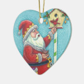 KRIS KRINGLE REDBIRDS, MERRY CHRISTMAS SANTA KERAMISCH ORNAMENT (Links)
