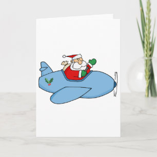 Kris Kringle vliegt met zijn kerstvliegtuig Feestdagen Kaart