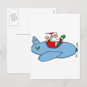 Kris Kringle vliegt met zijn kerstvliegtuig Feestdagenkaart (Voorkant / Achterkant)