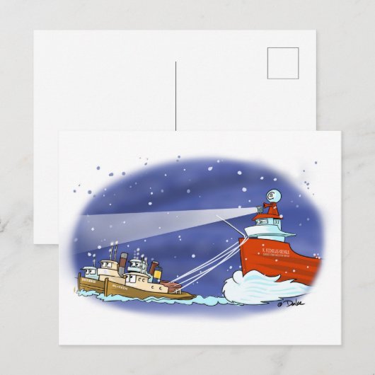 Kris Kringle vrachtschip ansichtkaart Feestdagenkaart (Voorkant / Achterkant)