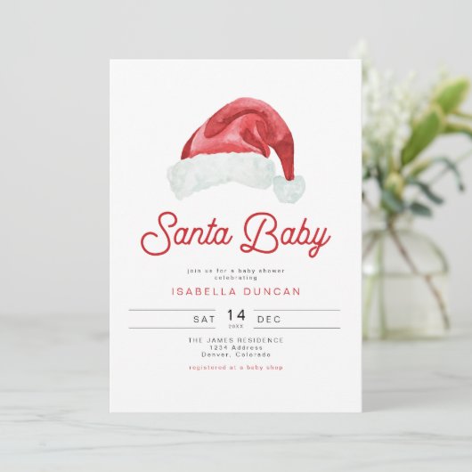 KRIS Schattige en modern Santa Baby shower Kaart (Staand voorkant)