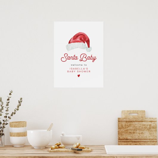 KRIS Schattige en modern Santa Baby shower Welkom Poster (Keuken)