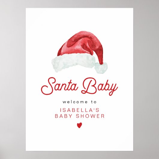 KRIS Schattige en modern Santa Baby shower Welkom Poster (Voorkant)
