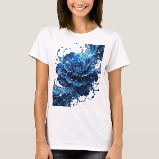 Kris silver BLUE ROSE Print T-shirt (Voorkant)