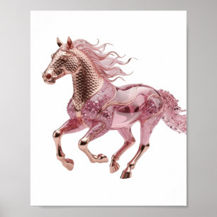 Krisgouden ROZE GLAS PAARD Grafisch ontwerp Poster