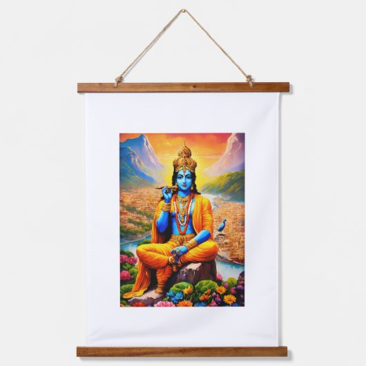 Krishna afbeelding hangend wandkleed (Voorkant)