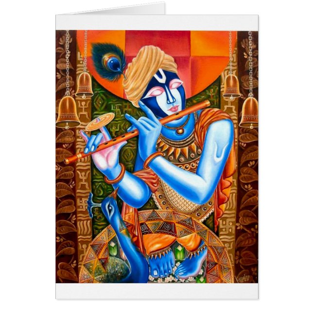 KRISHNA DE FLUTE PLAYER INDIAN ABSTRACT (Voorkant)