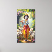 Krishna, de Goddelijke Herder Canvas Afdruk (Voorkant)