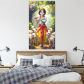 Krishna, de Goddelijke Herder Canvas Afdruk (Insitu (Slaapkamer))