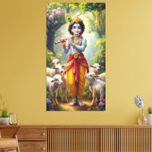 Krishna, de Goddelijke Herder Canvas Afdruk (Insitu (Woonkamer))