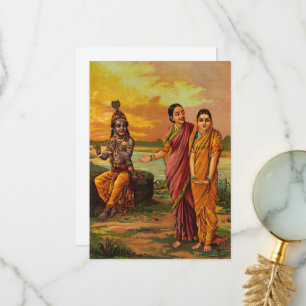 Krishna declaring his love for Radha by Raja Ravi Bedankkaart