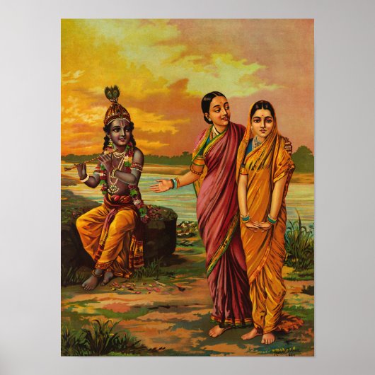 Krishna declaring his love for Radha by Raja Ravi Poster (Voorkant)