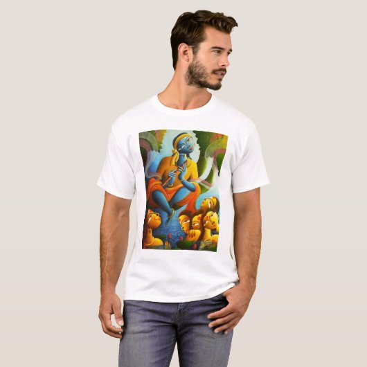Krishna-design t-shirt laden (Voorkant volledig)