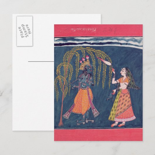 Krishna die een fluit, van 'Vahula spelen Briefkaart (Voorkant / Achterkant)