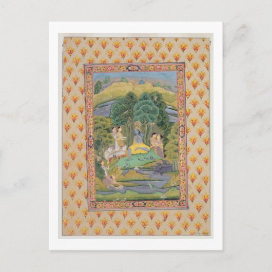 Krishna en de Gopis (gouache op papier) Briefkaart (Voorkant)
