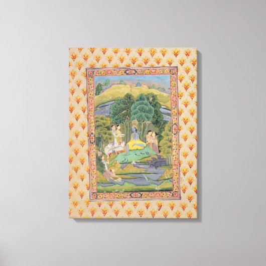 Krishna en de Gopis (gouache op papier) Canvas Afdruk (Voorkant)