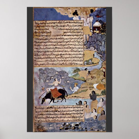 Krishna en de Pandavas water hun paarden met MEI Poster (Voorkant)