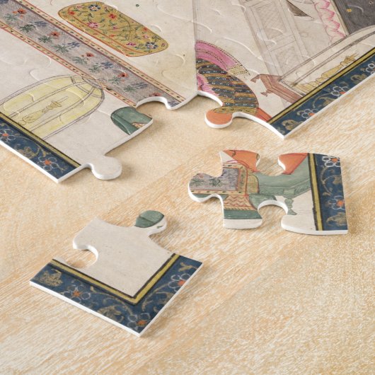 Krishna en Radha op een bed in een Mogul palace in Legpuzzel (Zijkant)