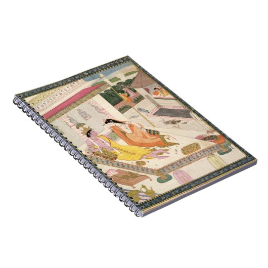 Krishna en Radha op een bed in een Mogul palace in Notitieboek (Rechterzijde)