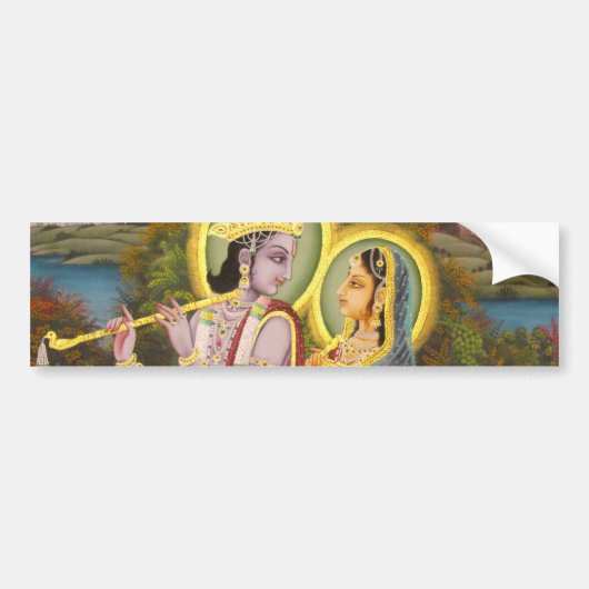 Krishna en Radha op lotus Bumpersticker (Voorkant)