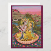 Krishna en Radha over lotusInvitation Kaart (Voorkant / Achterkant)