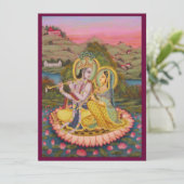 Krishna en Radha over lotusInvitation Kaart (Staand voorkant)