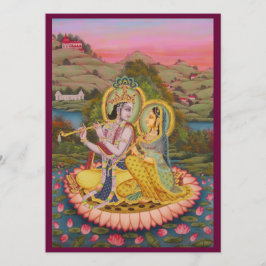 Krishna en Radha over lotusInvitation Kaart
