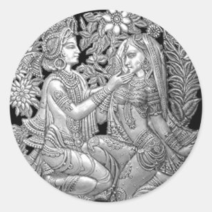 Krishna en Radha Ronde Sticker