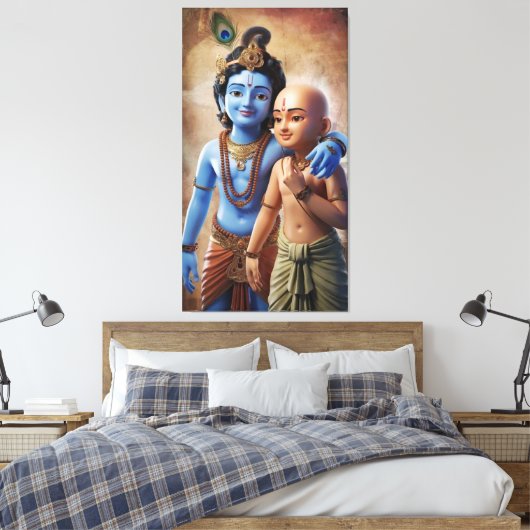 Krishna en Sudama: de band van vriendschap Canvas Afdruk (Insitu (Slaapkamer))
