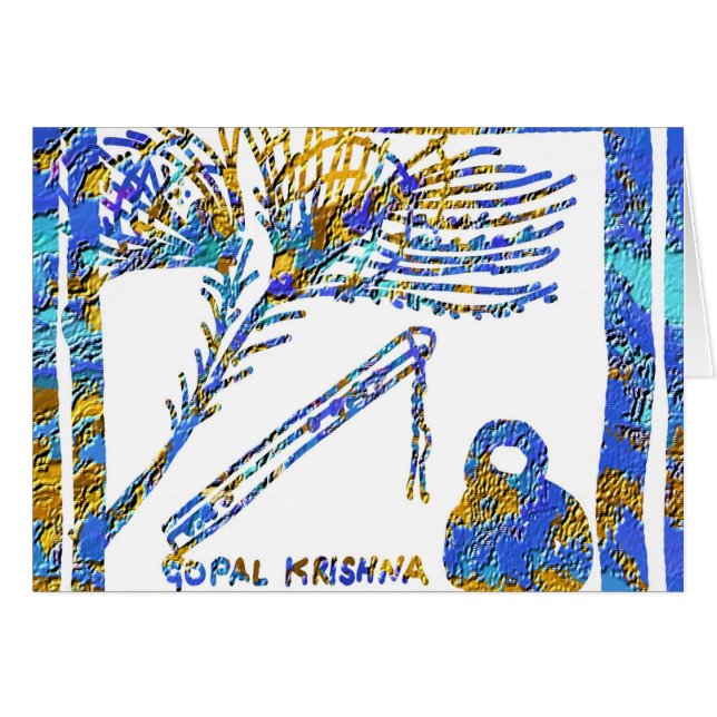 Krishna - Flute, Peacock Feather n Buttermilk (Voorkant Horizontaal)