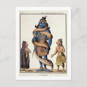 Krishna geperst door de Kaliya Serpent uit 'Voya Briefkaart