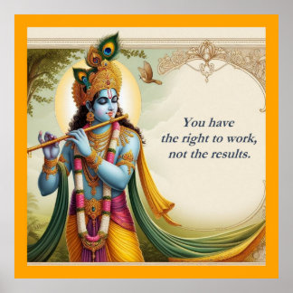 Krishna Gita Quote Art: Spirituele motivatie Poster