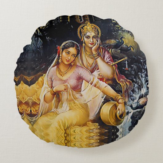 KRISHNA - hindoeïstische godheid - Rond Kussen (Voorkant)